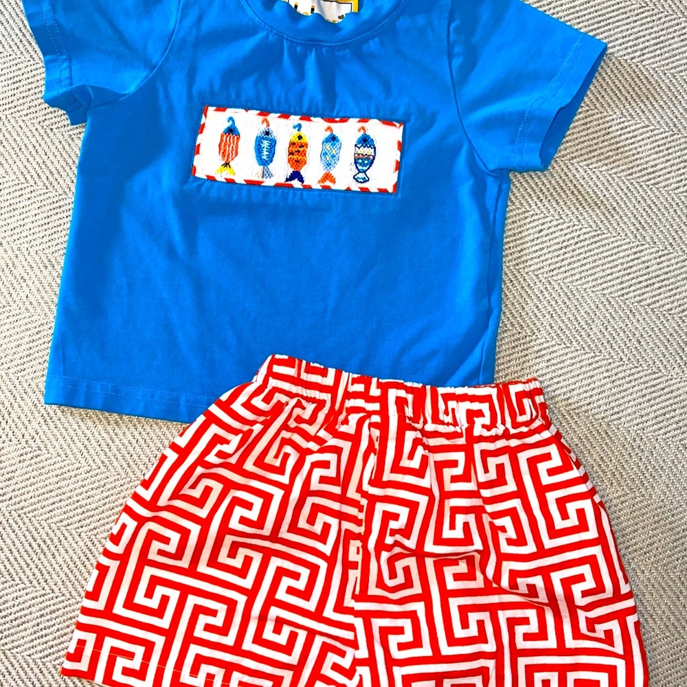 Boys smocked shorts set